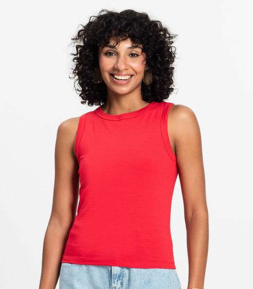 Regata Básica Feminina em Cotton Leve Rovitex Vermelho