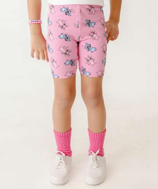 Bermuda Infantil Ciclista Stitch Disney Tam 4 a 10