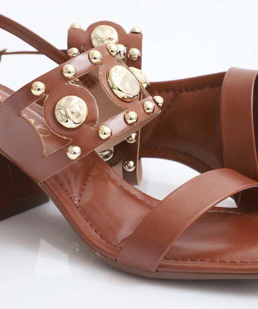 Sandália Feminina Salto Grosso Via Uno Marrom