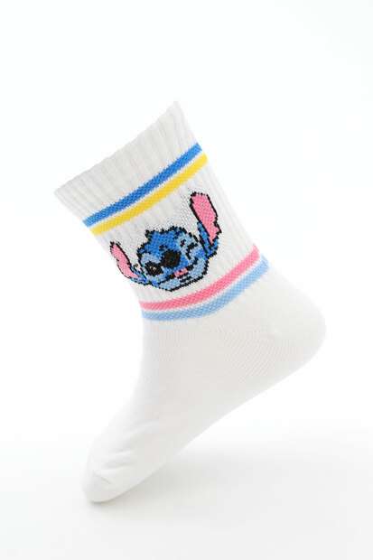 Kit 2 Meias Infantil Soquete Estampa Stitch Disney Rosa