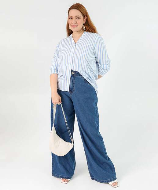 Image_Calça Plus Size Feminina Wide Leg Jeans Azul