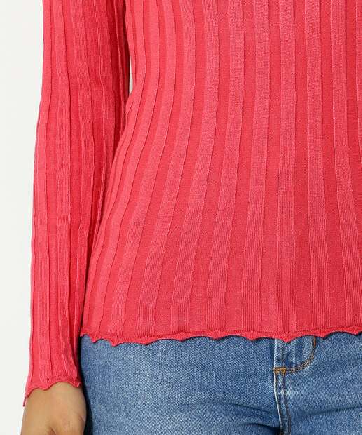 Suéter Feminino Canelado Gola Alta Marisa