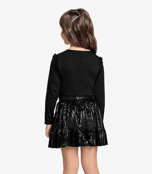 Conjunto Infantil Blusa Com Saia Trick Nick Preto