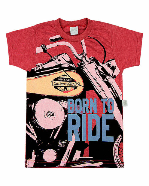 Camiseta Infantil Malha Vintage Silk Born To Ride - Vermelho