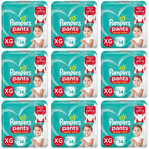 Image_Kit 9 Fraldas Confortsec Pants ”Xg” Pampers Simples c/14 Unidades cada