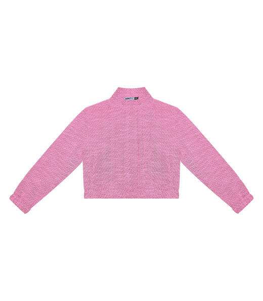 Jaqueta Juvenil Em Tweed Minty Rosa