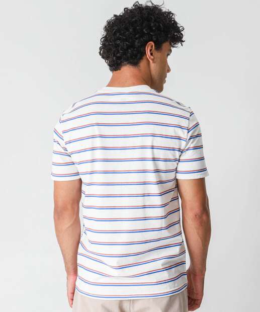 Camiseta Masculina Listrada Marisa Off White