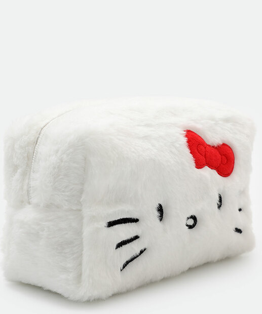 Image_Necessaire Feminina Pelúcia Hello Kitty Branco