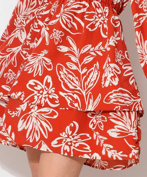 Vestido Feminino Flores Manga Bufante Marisa