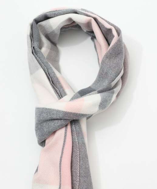 Cachecol Feminino Tricô Xadrez Marisa Cinza