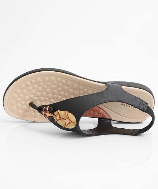 Sandália Feminina Rasteira Pedras Sintéticas Modare Preto