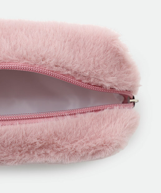 Necessaire Feminina Pelúcia Flor Marisa Rosa