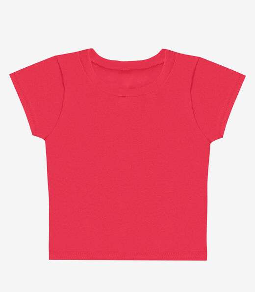Blusa Básica Infantil Manga Curta Lisa Soletex Rosa