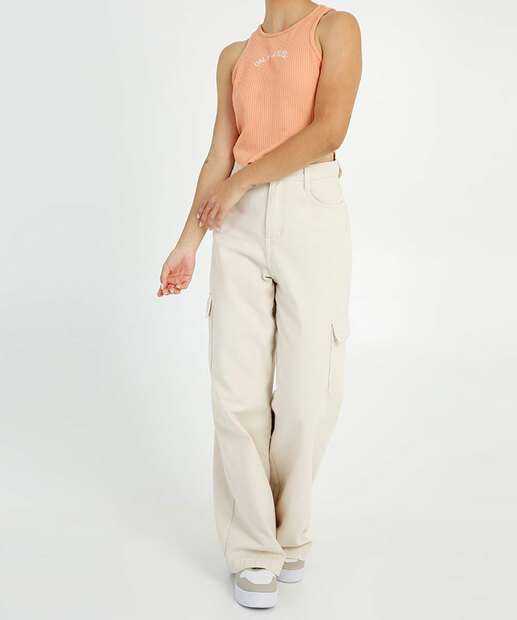 Blusa Cropped Regata Feminina Com Bordado 