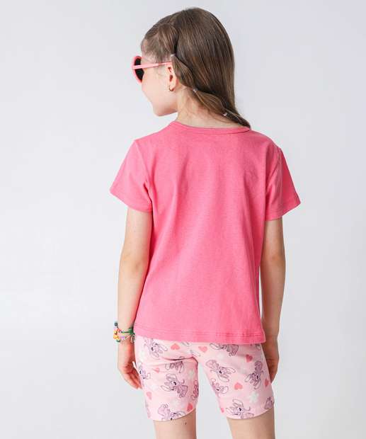 Conjunto Infantil Estampa Angel Stitch Tam 4 a 10 Rosa