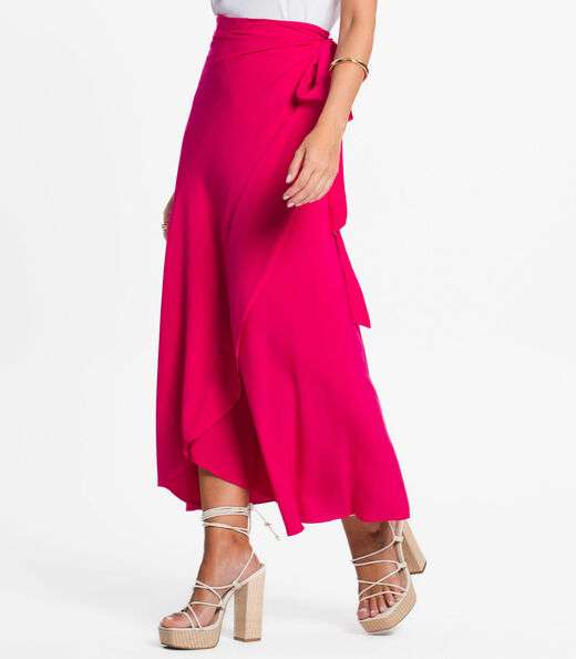Saia Midi Amarração Envelope Select Rosa
