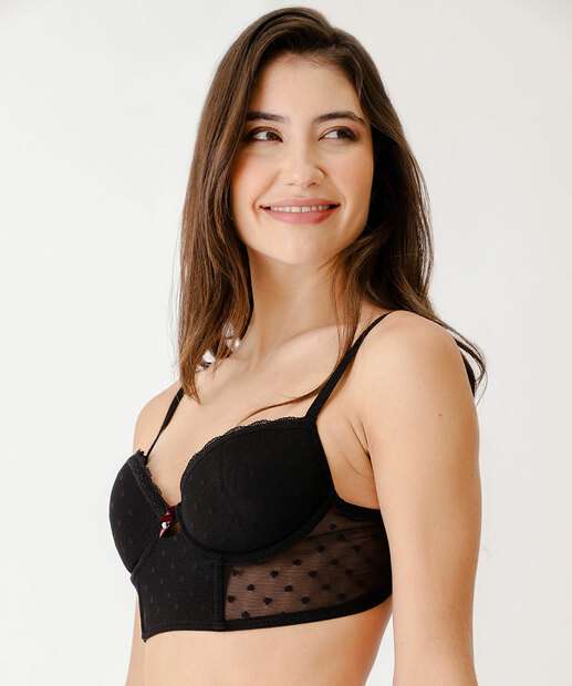Sutiã Bra Top Recorte Tule Coração Marisa  