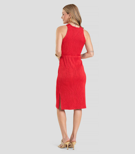 Vestido Curto Feminino Texturizado Fluído Dianna Vermelho