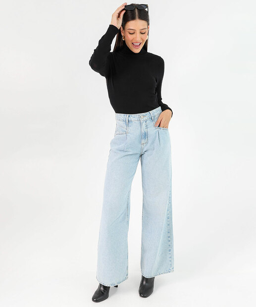 Suéter Feminino Liso Gola Alta Marisa Preto