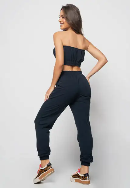 Cropped  Tomara Que Caia Malha Comfort Preto