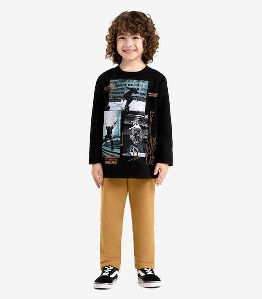 Conjunto Infantil Blusão Com Calça Rovi Kids Preto