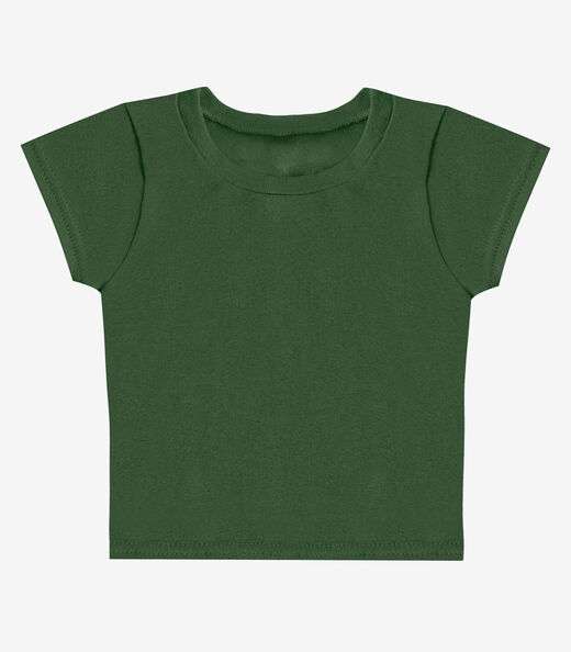 Blusa Básica Infantil Manga Curta Lisa Soletex Verde
