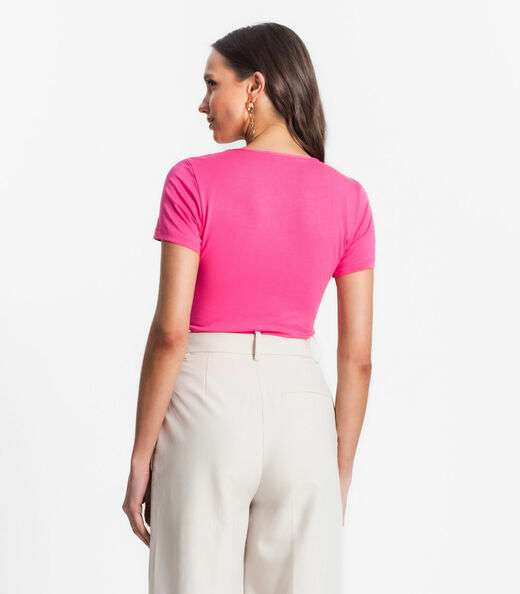 Blusa De Viscotorcion Básica Feminina Endless Rosa