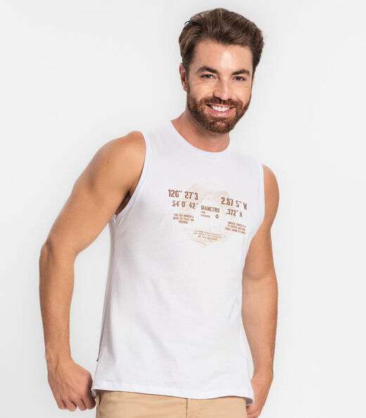 Regata Masculina Em Meia Malha Diametro Branco