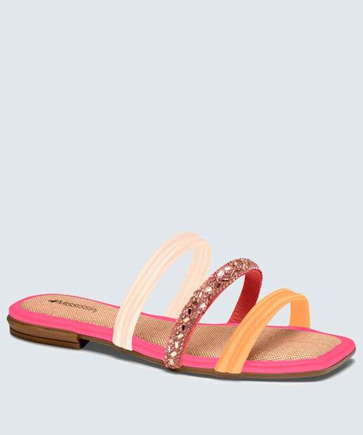 Rasteirinha Feminina Tiras Pedraria Mississipi