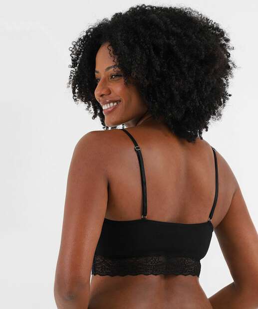 Sutiã Bra Top Recorte Renda Bojo Marisa Preto