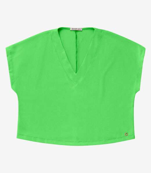 Blusa Manga Morcego Plus Size Secret Glam Verde