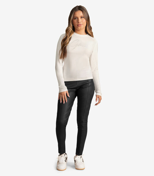 Blusa Juvenil Manga Longa Cotton Minty Bege