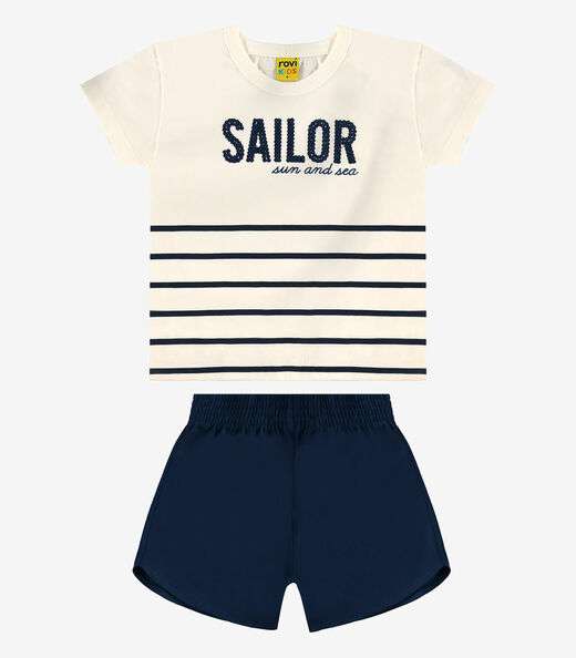 Conjunto Infantil Blusa Com Shorts Rovi Kids Bege