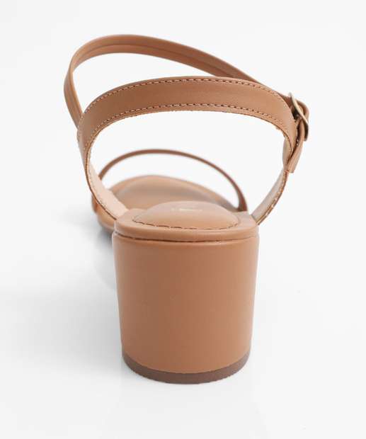 Sandália Feminina Salto Grosso Via Uno Marrom