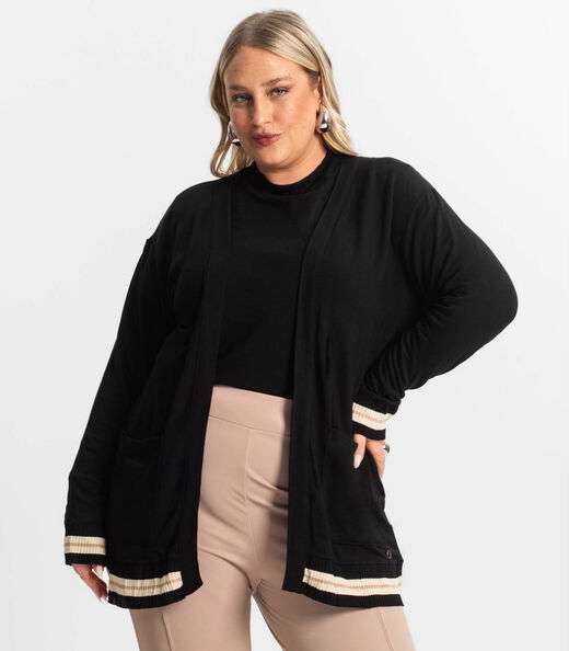 Cardigam Plus Size Feminino Secret Glam Preto