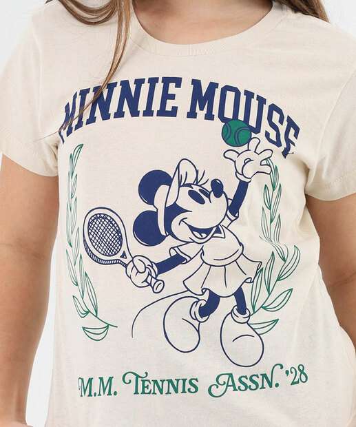 Camiseta Juvenil Minnie Disney Tam 10 a 16 Bege