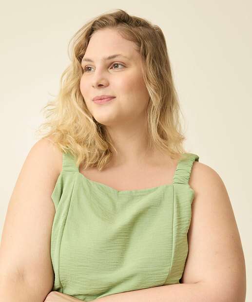 Blusa Plus Size Feminina Cropped Alças Largas Marisa