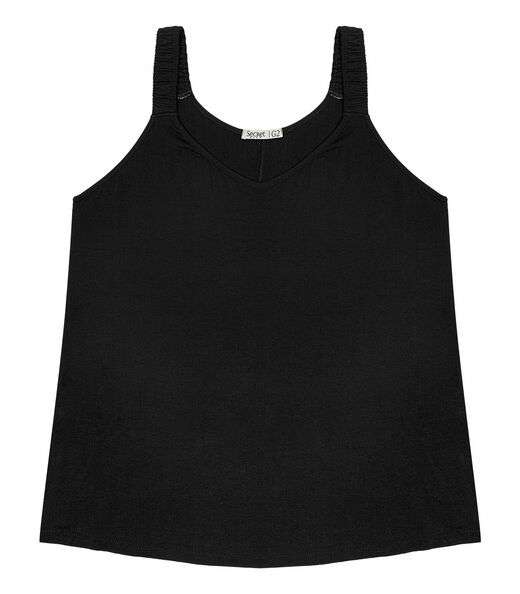 Blusa De Alça Feminina Plus Size Secret Glam Preto