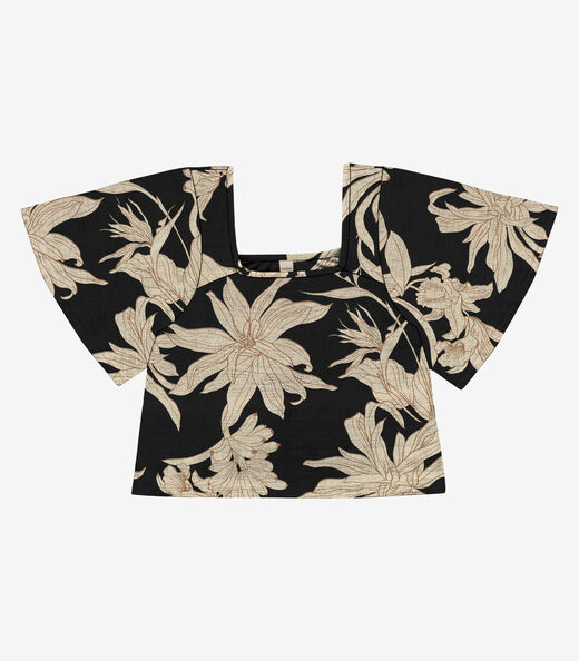 Blusa Cropped Feminina Visco Maquinetada Rovitex Preto