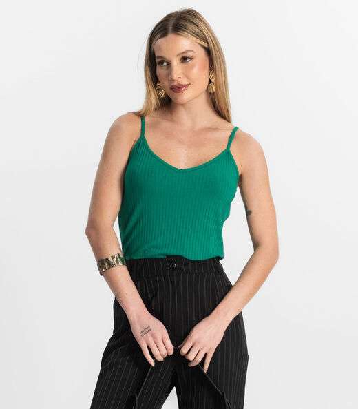 Image_Blusa De Alça Feminina Ribana Canelada Rovitex Verde