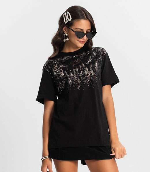 T - Shirt Juvenil Feminina Minty Preto