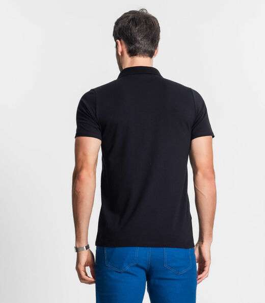 Polo Masculina Com Bolso Cotton Leve Diametro Preto