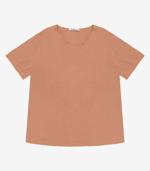 Blusa Básica Plus Size Secret Glam Marrom
