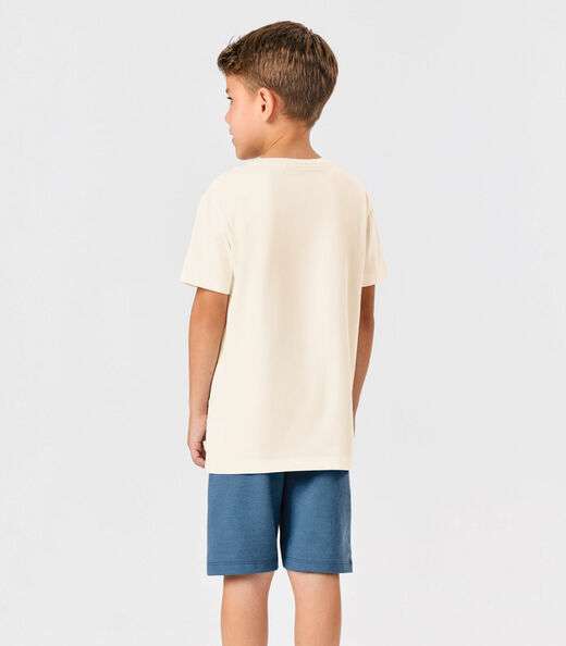 Conjunto Infantil Camiseta Com Bermuda Trick Nick Bege