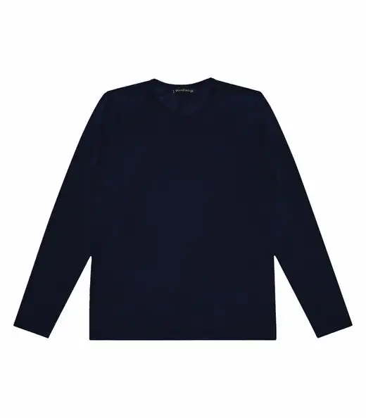 Camiseta Manga Longa Meia Malha Diametro Azul