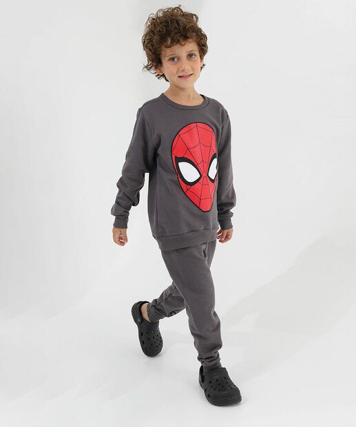 Image_Conjunto Infantil Moletom Homem Aranha Tam 4 a 10 Cinza