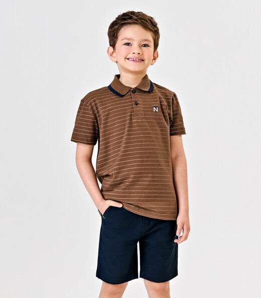 Conjunto Polo Com Bermuda Masculino Trick Nick Marrom