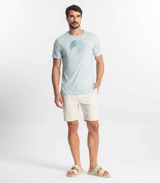 Camiseta Masculina Meia Malha Diametro Azul