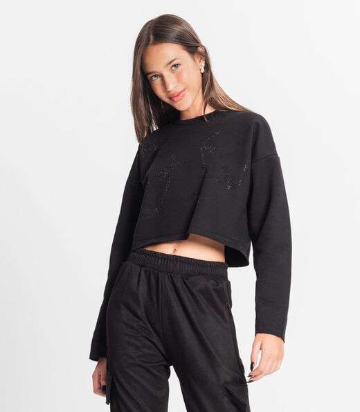 Blusão Juvenil Feminino Em Moletom Minty Preto