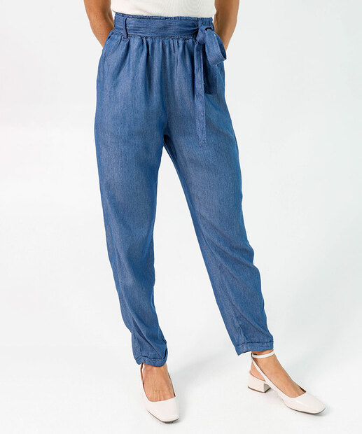 Calça Feminina Clochard Reta Jeans Azul